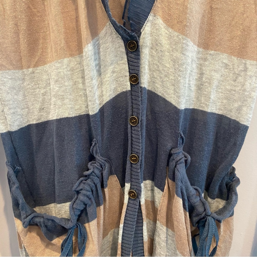 ANTHROPOLOGIE | YOON Semi-Sheer Striped Cardigan Longline Medium - Picture 4 of 8